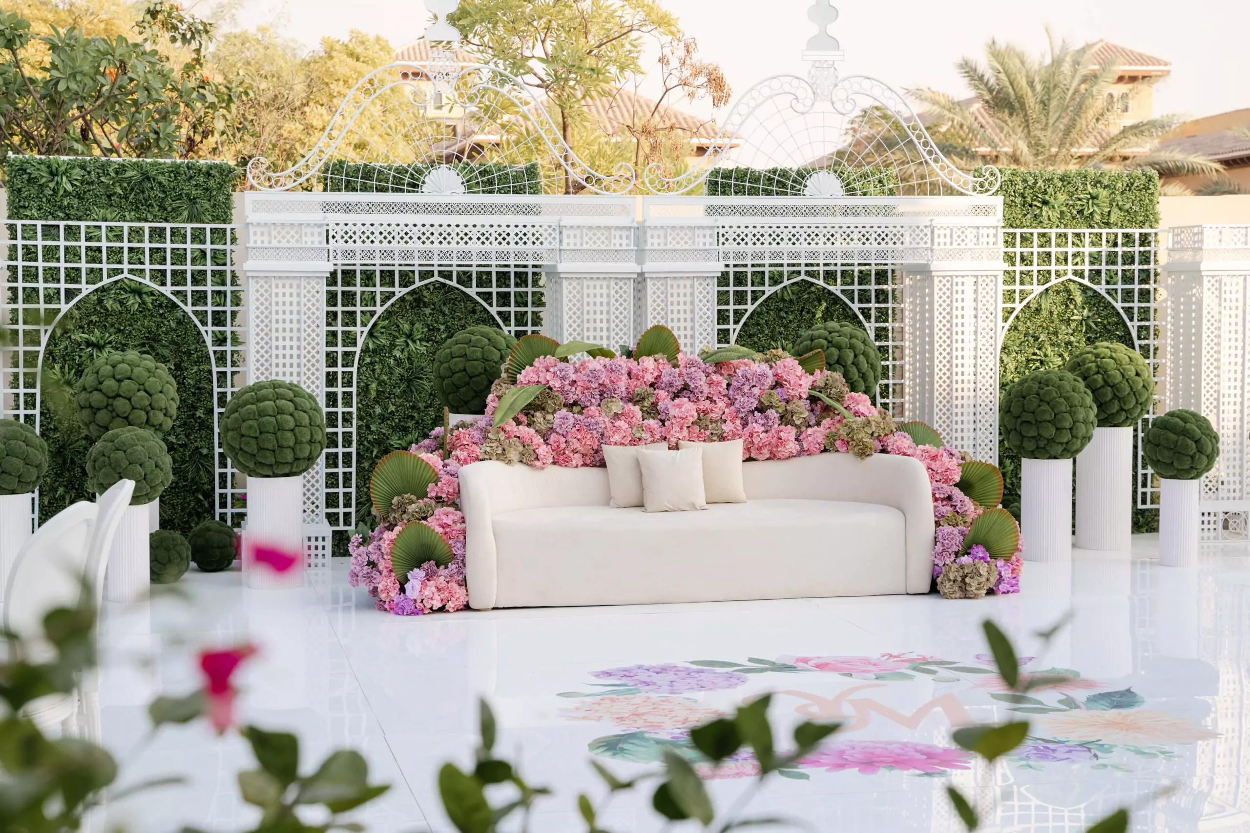 engagement couple decoration with flowers