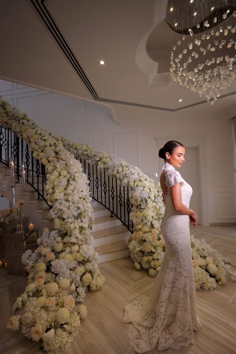 Bride with white theme decoration